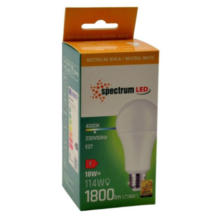 Żarówka LED E27 18W 1800lm Spectrum naturalna biała